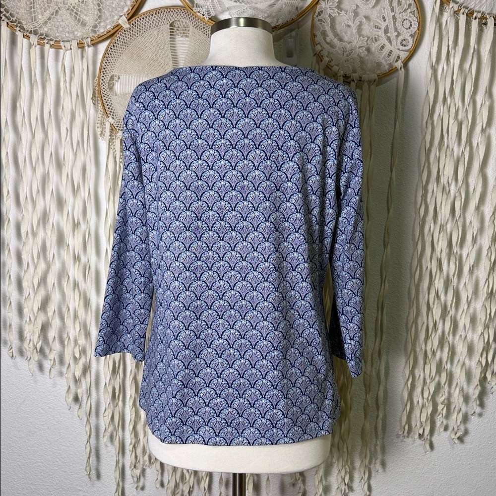 J. McLaughlin Blue Printed Boatneck Long-Sleeve Top - Picture 8 of 14
